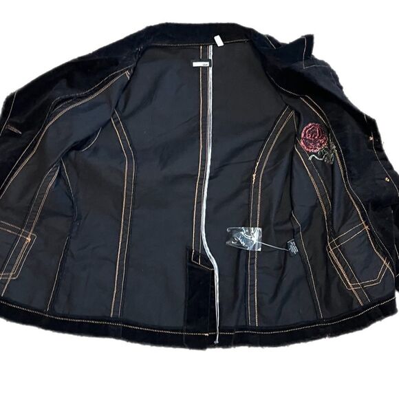 LUX Velvet Embroidered Jacket w/ Stitching Details. Size L. Good Condition! - Picture 9 of 15